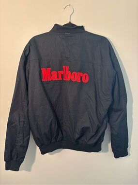 Vintage Marlboro Reversible Bomber Jacket Black & Red Embroidered Logo
